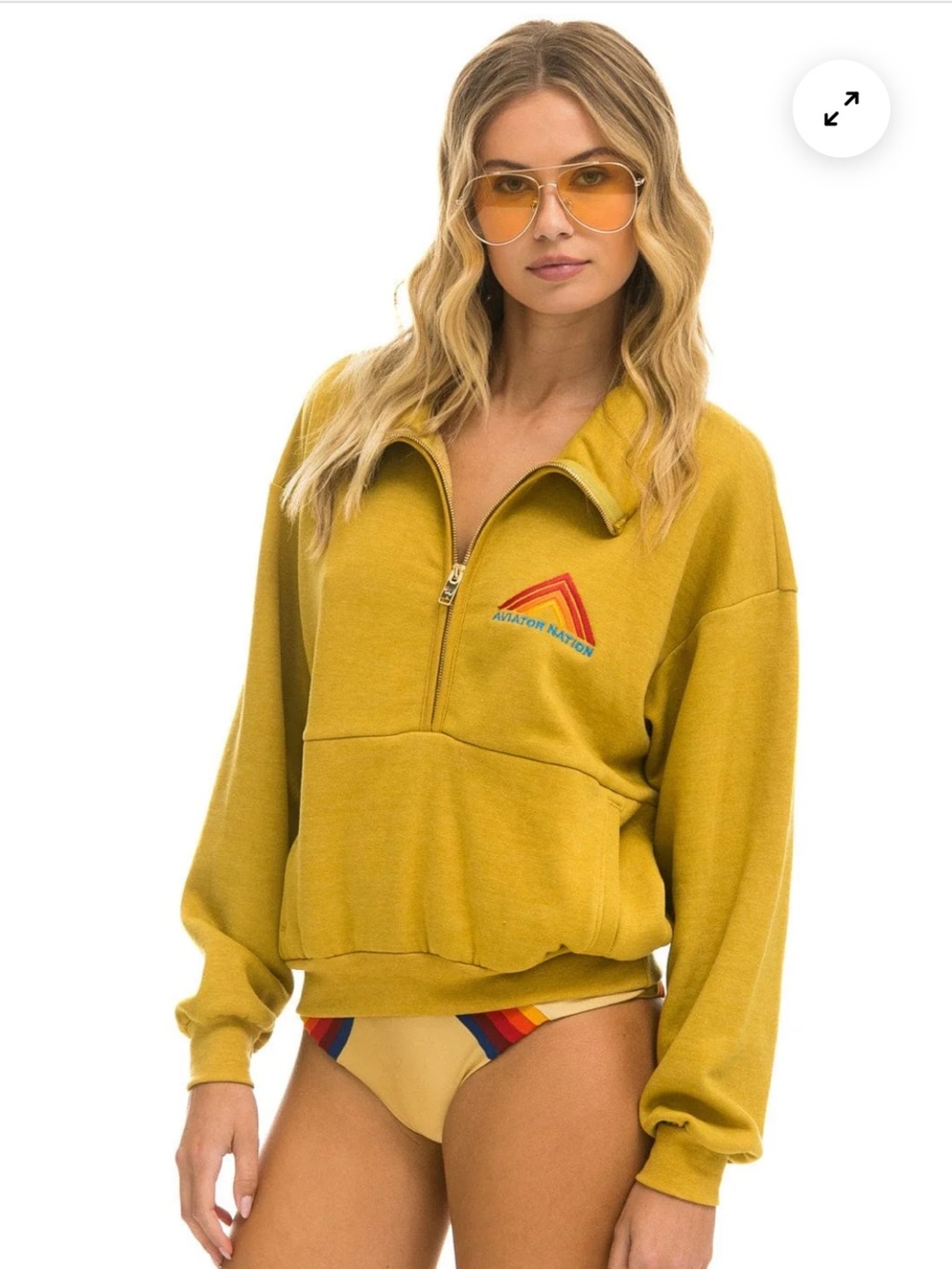 Aviator Nation Mountain Embroidery Half Zip Sweatshirt Sz:L Unisex - Picture 2 of 11